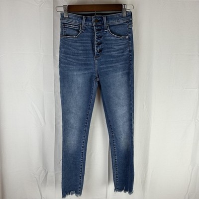 Abercrombie Fitch Jeans Womens 25 Simone High Rise Ankle Button Fly Raw Hem