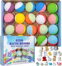 Bath Bomb Gift Set for Kids 20 Pack Organic Fizzy Bath Bombs with Toys