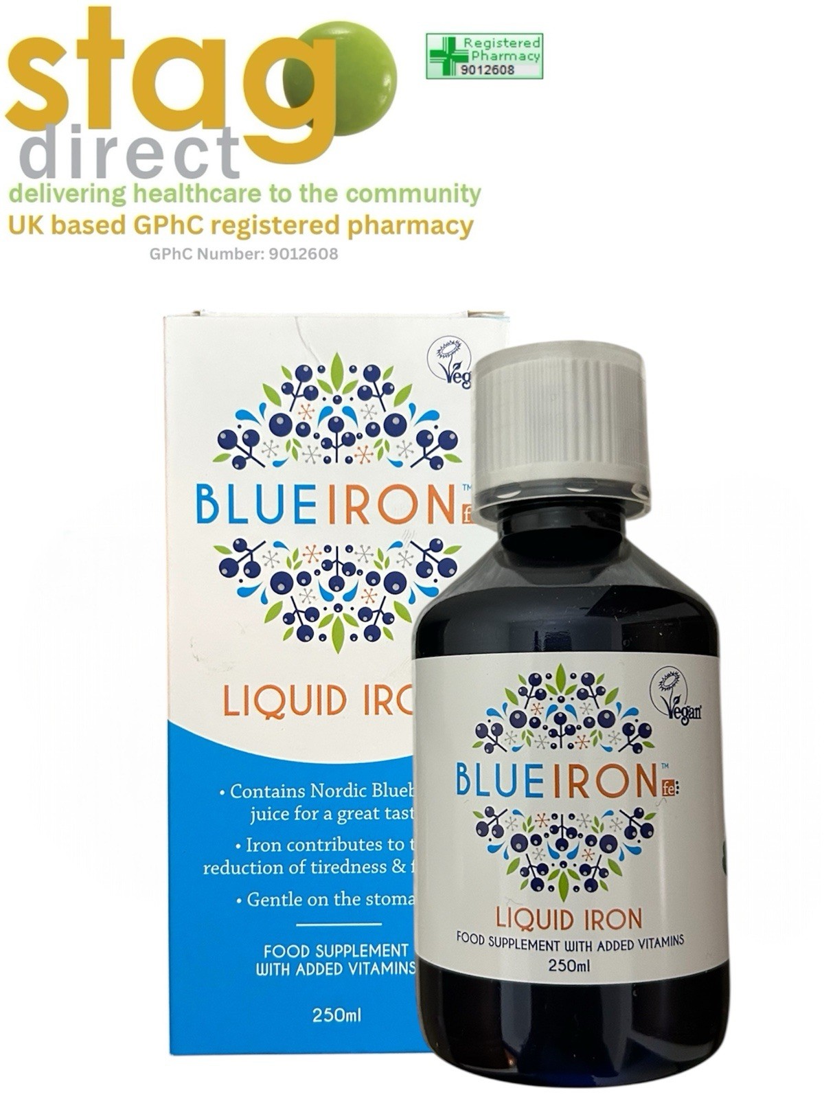 BlueIron Liquid Iron 250ml - Food Supplement With Added Vitamins And Zinc