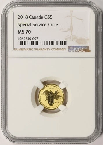 2018 Canada $5 Gold Special Service Force NGC MS70