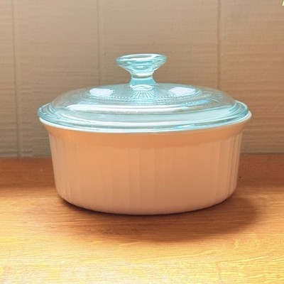 Corning Ware French White F-5-B 1.6 Liter Round Casserole Dish W/Corningware Lid