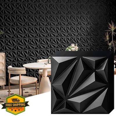 Art3d 3D Wall Panel 33-Pack 11.8'' Black Diamond PVC