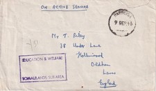 1945 SOMALILAND PROTECTORATE OAS cover, fieldpost HARGEISA Education & Welfare