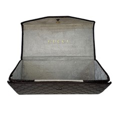 Gucci Dark Brown Guccissima Monogram Hard Sunglasses Case Snap Closure Luxury