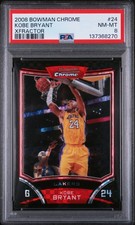 2008 BOWMAN CHROME XFRACTOR #24 KOBE BRYANT 266/299 PSA 8