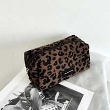 Leopard Print Makeup Bag Large Cosmetic Toiletry Travel Organizer Pouch