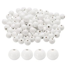 100pcs, 16mm White Round Wood Beads 3.3mm Large Hole for Jewelry Making