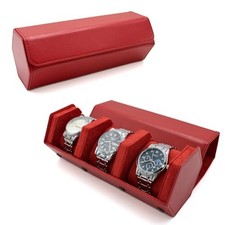 Watch Travel Hexagon Case Portable Organizer - Luxury Three slots Hexagon-Red