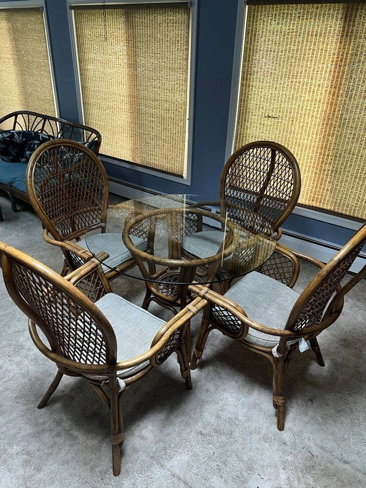 Conjunto de mesa de vidro estilo ilha costeira - Imagem 2 de 4