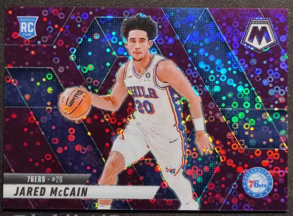 Jared Mccain 2024-25 Panini Mosaic 19/50 Purple Disco 76ers #228