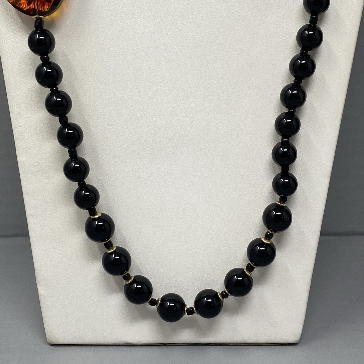 Coldwater Creek Necklace Chunky Brown Gold Beads Station Asymmetrical Boho 38" View 3