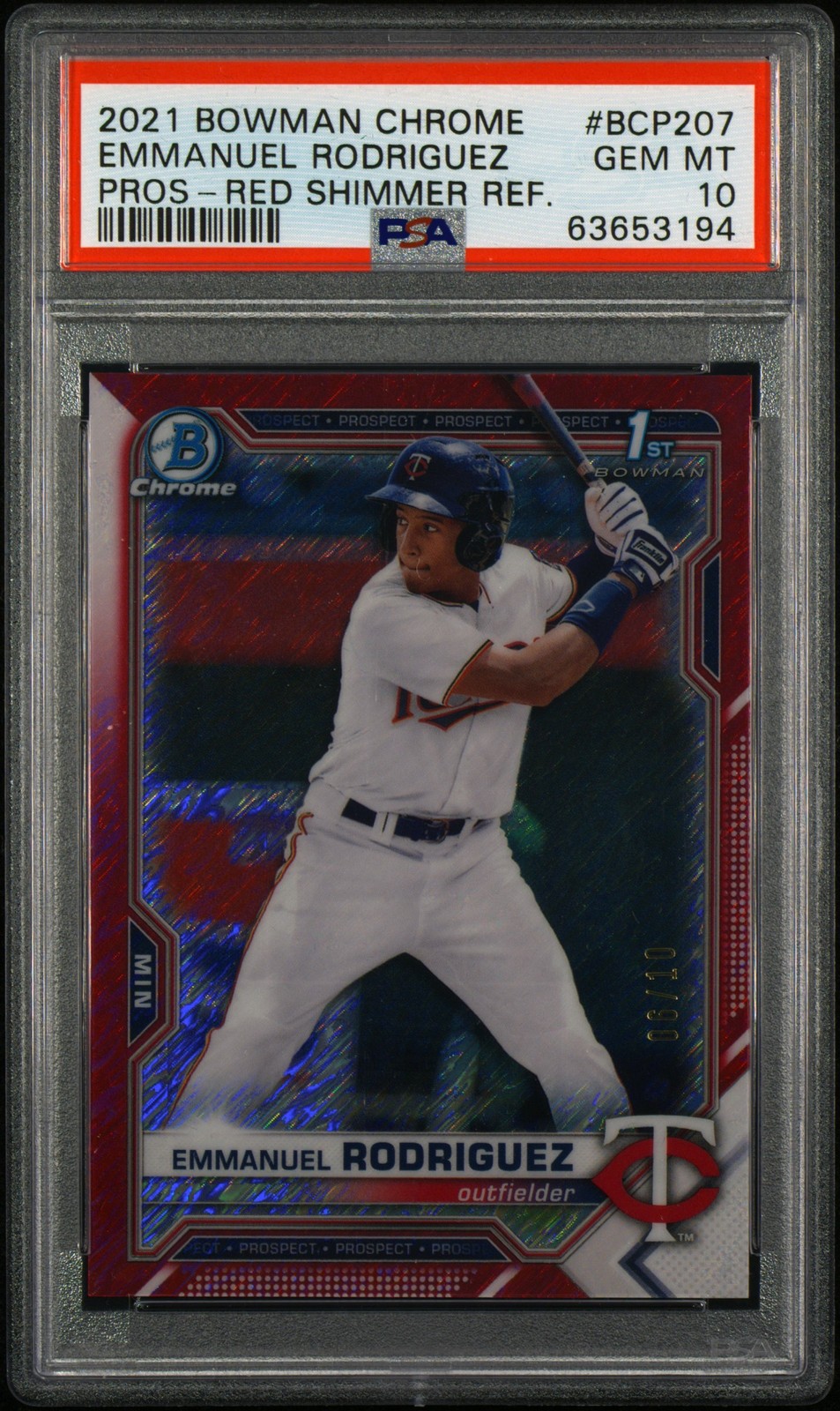 2021 BOWMAN CHROME PROSPECTS #BCP207 EMMANUEL RODRIGUEZ 6/10 PSA 10