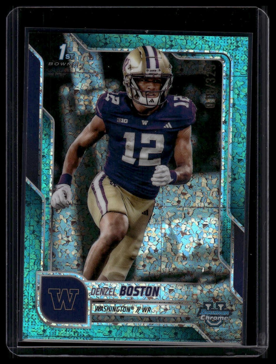 2025 Bowman University Chrome #34 Denzel Boston Aqua Mini-Diamond /325