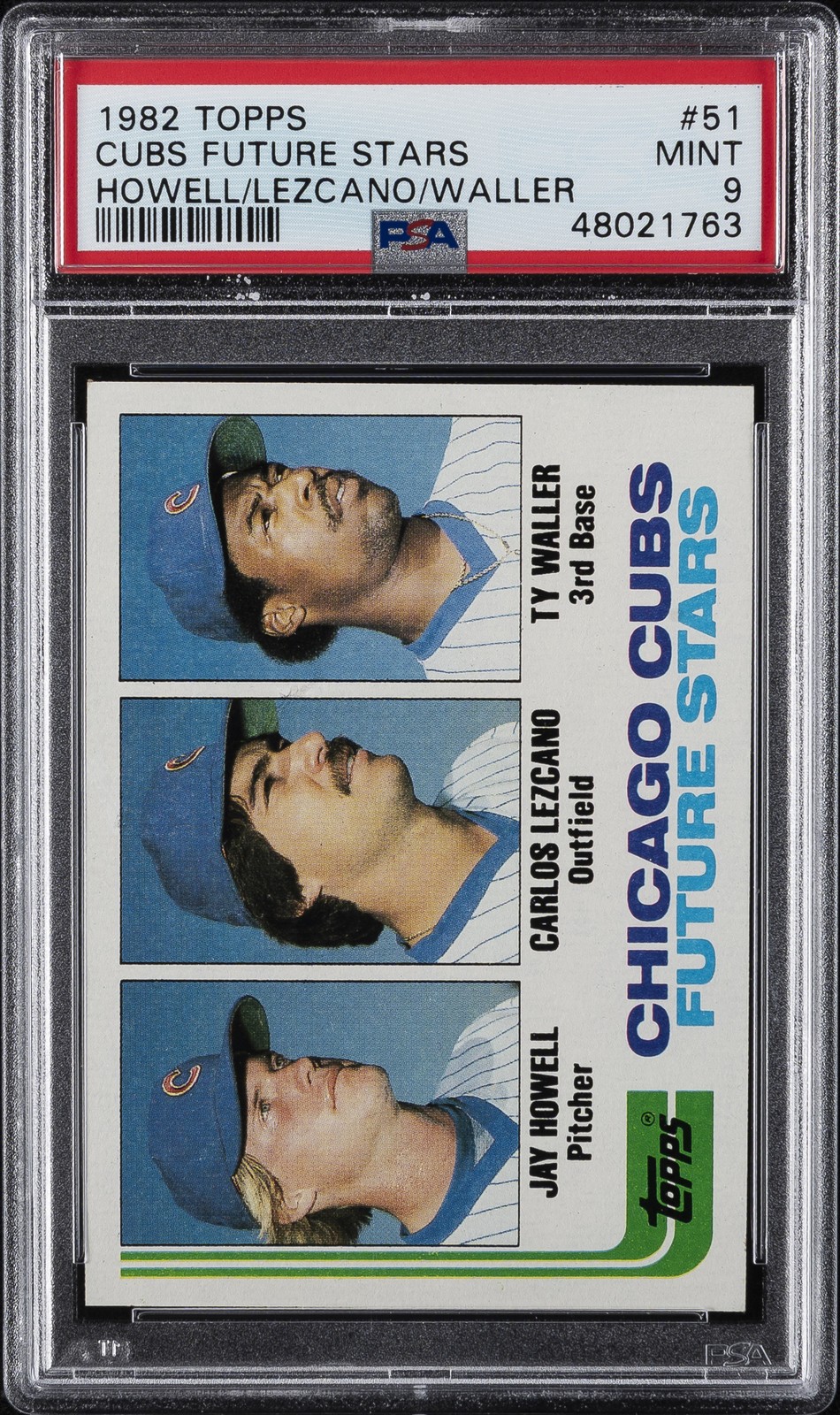 1982 TOPPS HOWELL/LEZCANO/WALLER #51 CUBS FUTURE STARS PSA 9