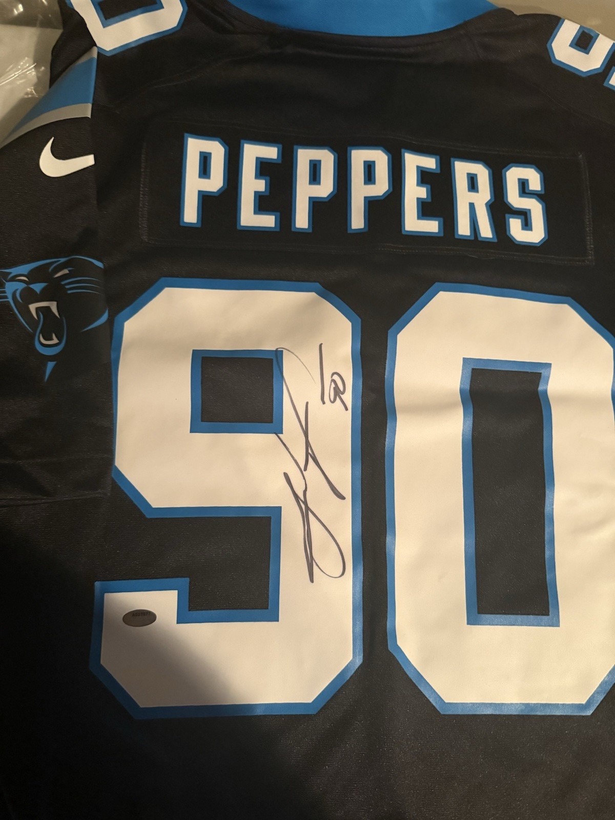 Julius Peppers Autographed Signed Carolina Panthers Panthers Nike Authentic Jersey (Schwartz) 