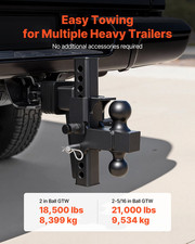 Adjustable Trailer Hitch 9" Drop 2.5" Receiver w/ 2"  2-5/16" Balls 21K