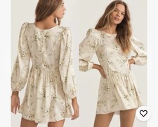 LoveShackFancy Women's Designer Garcia Floral Printed Silk Short Mini Dress S