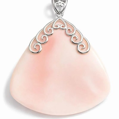 Großer rosa Muschel Muschel Anhänger in 925 massiv Sterling Silber