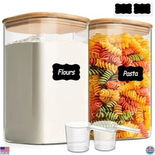ComSaf 1.2 Gallon Glass Storage Jars - Set of 2 Wide Mouth Containers with Lids