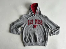 Colosseum Athletics Ole Miss Rebels Hoodie Mens Size Medium Gray Red Pullover