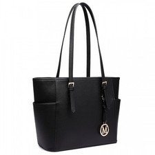 Miss Lulu Faux Leather Adjustable Handle Tote Bag