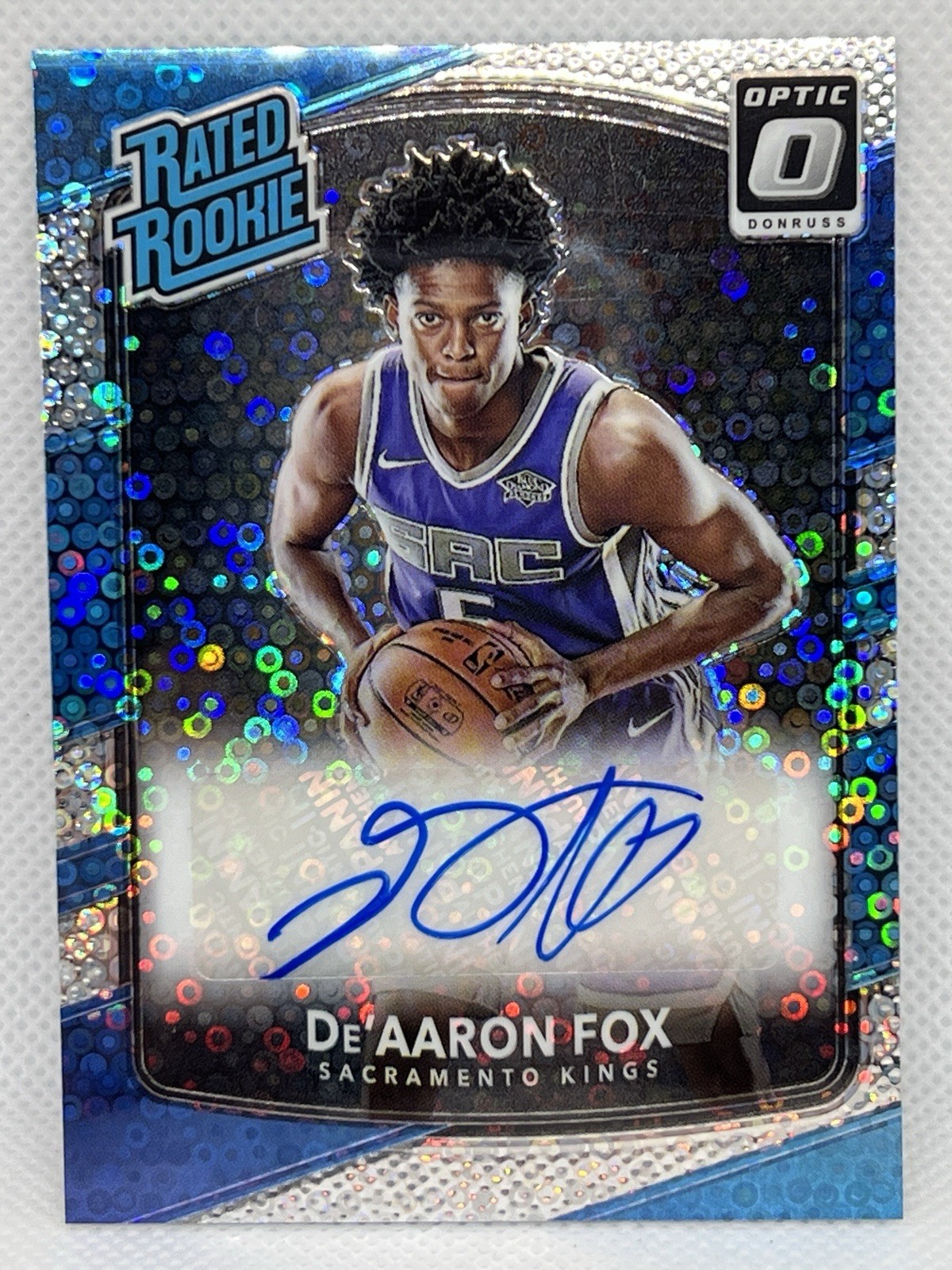 2017-18 Donruss Optic #196 De’Aaron Fox Rated Rookie Fast Break Disco Auto 🏀🦊