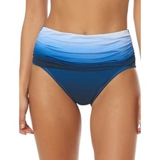 Bleu Rod Beattie Shirred High Waisted Bikini Bottom Bleu Ombre Women's 10 NWT