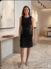 Tommy Hilfiger Black Dress with White Contrast Nautical Inspired Sz10 Sleeveless