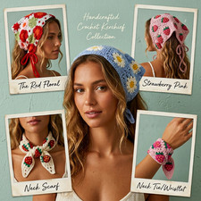 Crochet Head Wrap Knitted Hair Scarf Head Kerchief Bandana Triangle Tie Back