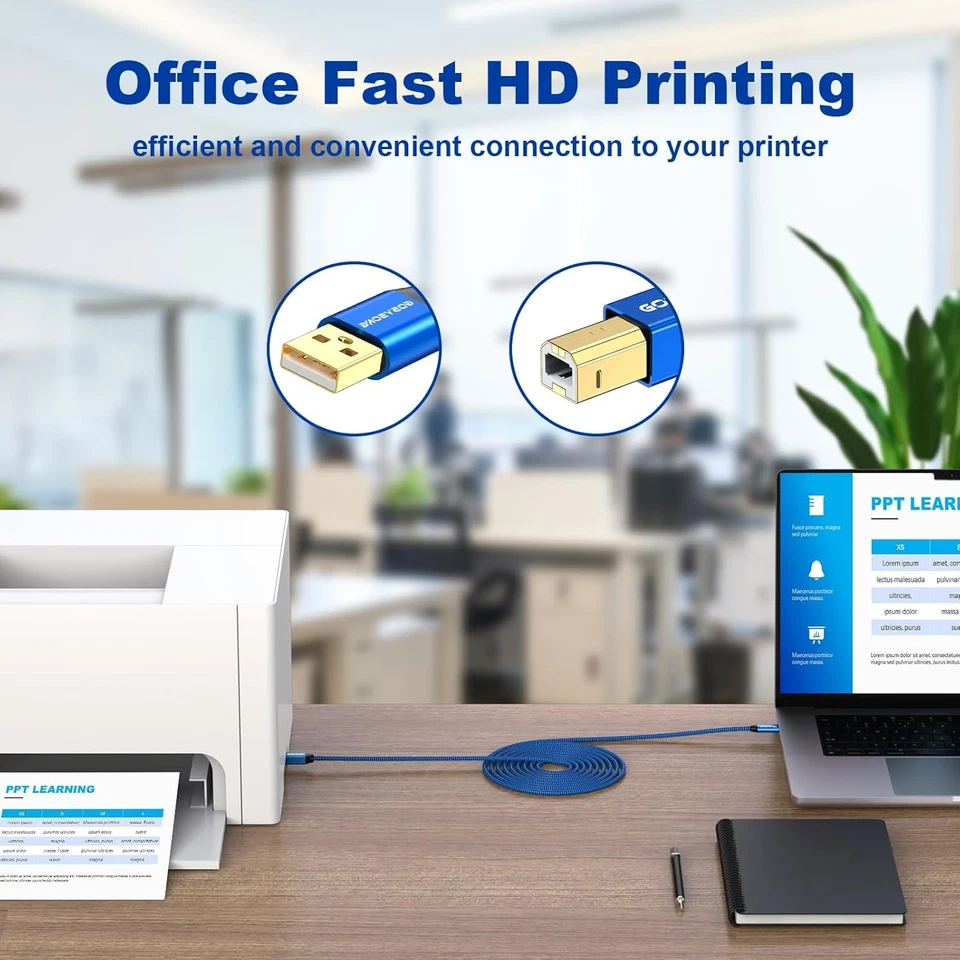 60ft Active USB 2.0 Printer Cable - Type A to Type B, High Speed - Image 4 of 4