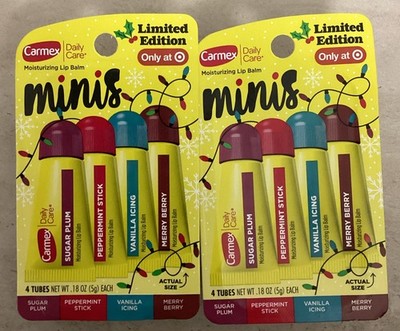 Lot of 2 Carmex Moisturizing Lip Balm Minis Limited Edition 4 Tubes Per Pack