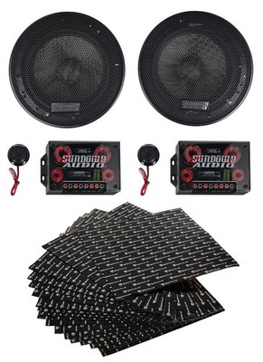 (2) Sundown Audio SA-6.5CS v.3 6.5'' 125w Car Component Speakers+Tweeters+Rockmat
