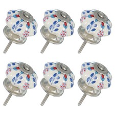 6 Pack Ceramic Knobs Pumpkin Ceramic Drawer Knobs Flower