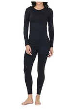 Long Johns Thermal Underwear for Women Base Layer Medium 25"Inseam Black