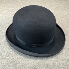 Vintage Knox Fifth Avenue Black Fur Felt Bowler Derby Hat Size 7 Extra Quality