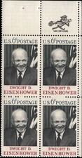 US Scott # 1383, Dwight D. Eisenhower, Zip Block of (4) 1969 6¢ Stamps MNH