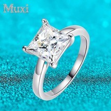 3CT Princess Cut Moissanite Solitaire Wedding Ring for Women 925 Sterling Silver