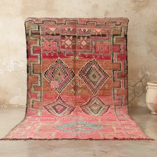 Vintage Bohemian Pink Brown Handmade Carpet Moroccan Beni Ourain Style Wool Rugs
Opens in a new wind