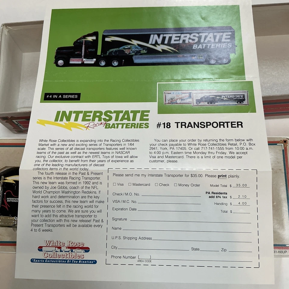 Camión diecast Nascar 1/64 baterías interestatales Dale Jarrett ERTL Transporter Foto 4 de 4