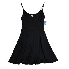 Abound Black Fit & Flare Mini Dress S Spagetti Strap Soft Whimsigoth Minimal NWT