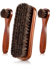 Jovitec 3 Pieces Horsehair Shoes Polish Brushes Kit Leather Medium, Brown
