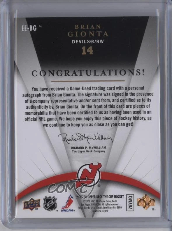 2007-08 Upper Deck The Cup Emblems of Endorsement /15 Brian Gionta #EE-BG Auto - Image 2 of 2