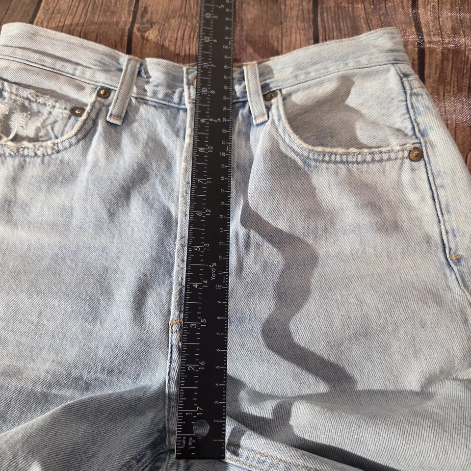 Pantalones de mezclilla Agolde para mujer 25 azules Riley tiro alto corte recto 25" entrepierna botón mosca Foto 4 de 4