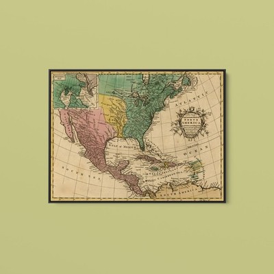 Vintage Maps - North America - Art Print on Paper or Canvas