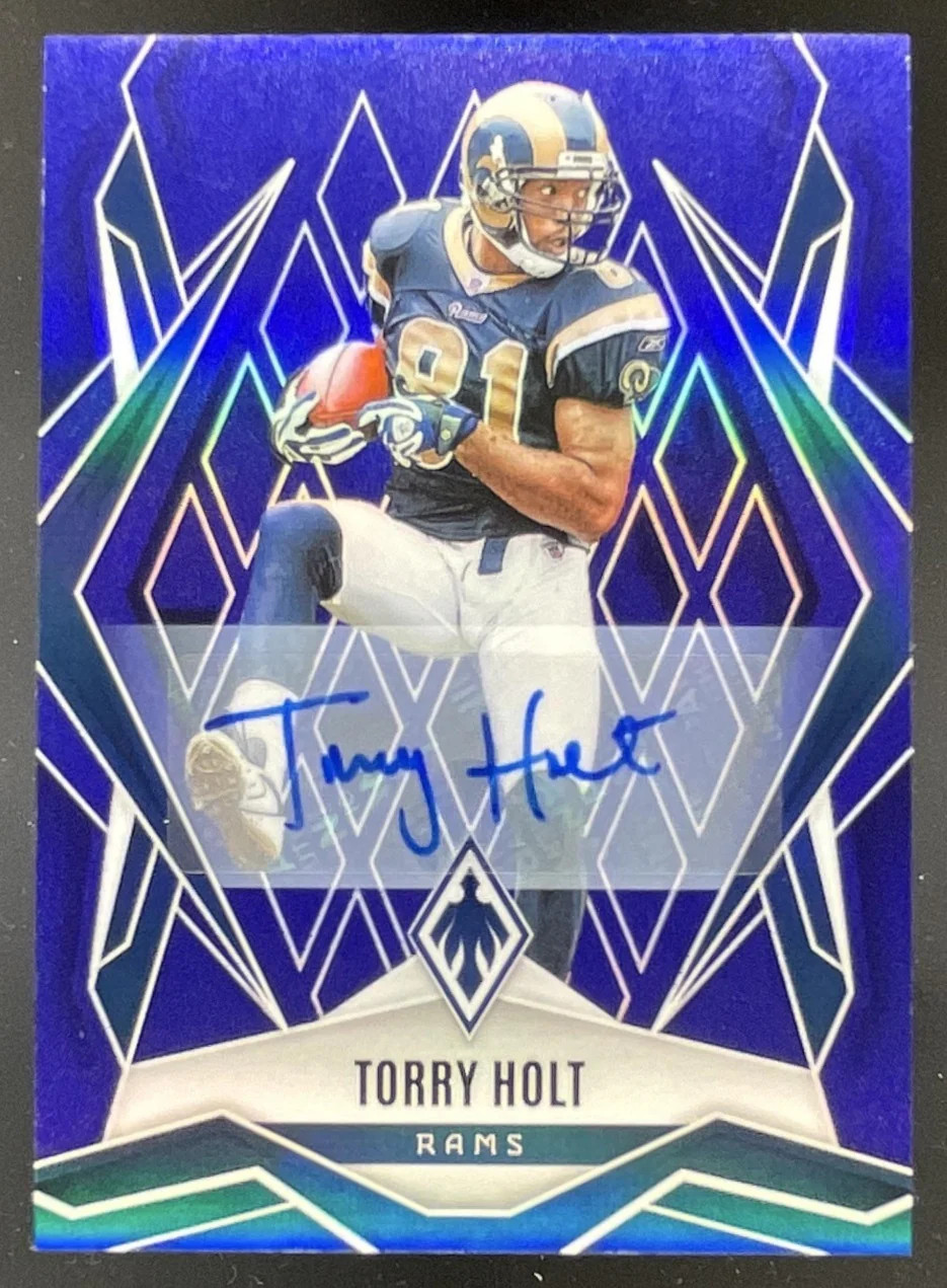 2025 Panini Phoenix Autographs Blue Prizm #137 Torry Holt Auto /49