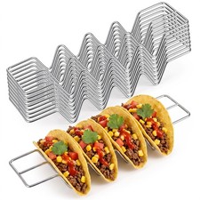8 Pack Stainless Steel Taco Holders, 4-Slot Taco Stand Rack 11.2", Oven Saf