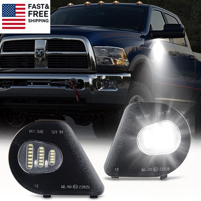 2Pcs LED Side Mirror Puddle Light Lamps Assembly for 2010-2019 Dodge Ram 150