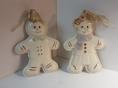Lenox Collections Ornament Gingerbread Man & Lady Cookie Mold Ivory Handcrafted