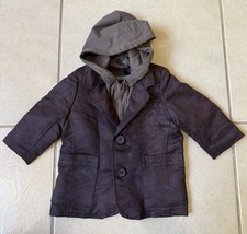 Kenneth Cole Reaction Boys Brown Jacket Size 6/9 Months Hooded Lining Gray