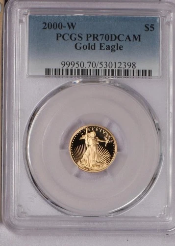 2000-W Gold Eagle 1/10 oz. $5 PCGS PR70 DCAM. Free ship